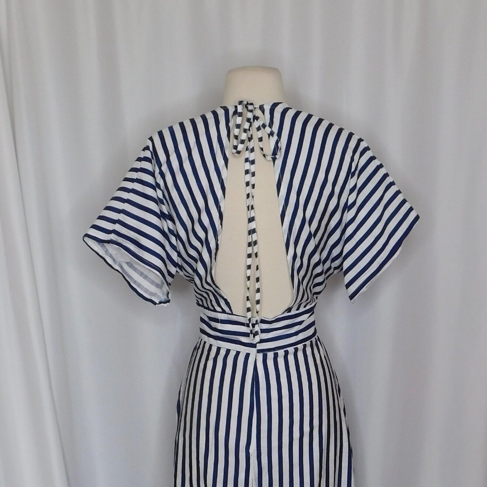 618 SIX ONE EIGHT Blue White Stripe Cabana Resort Dress Cruise Resortwear Medium - Picture 8 of 11